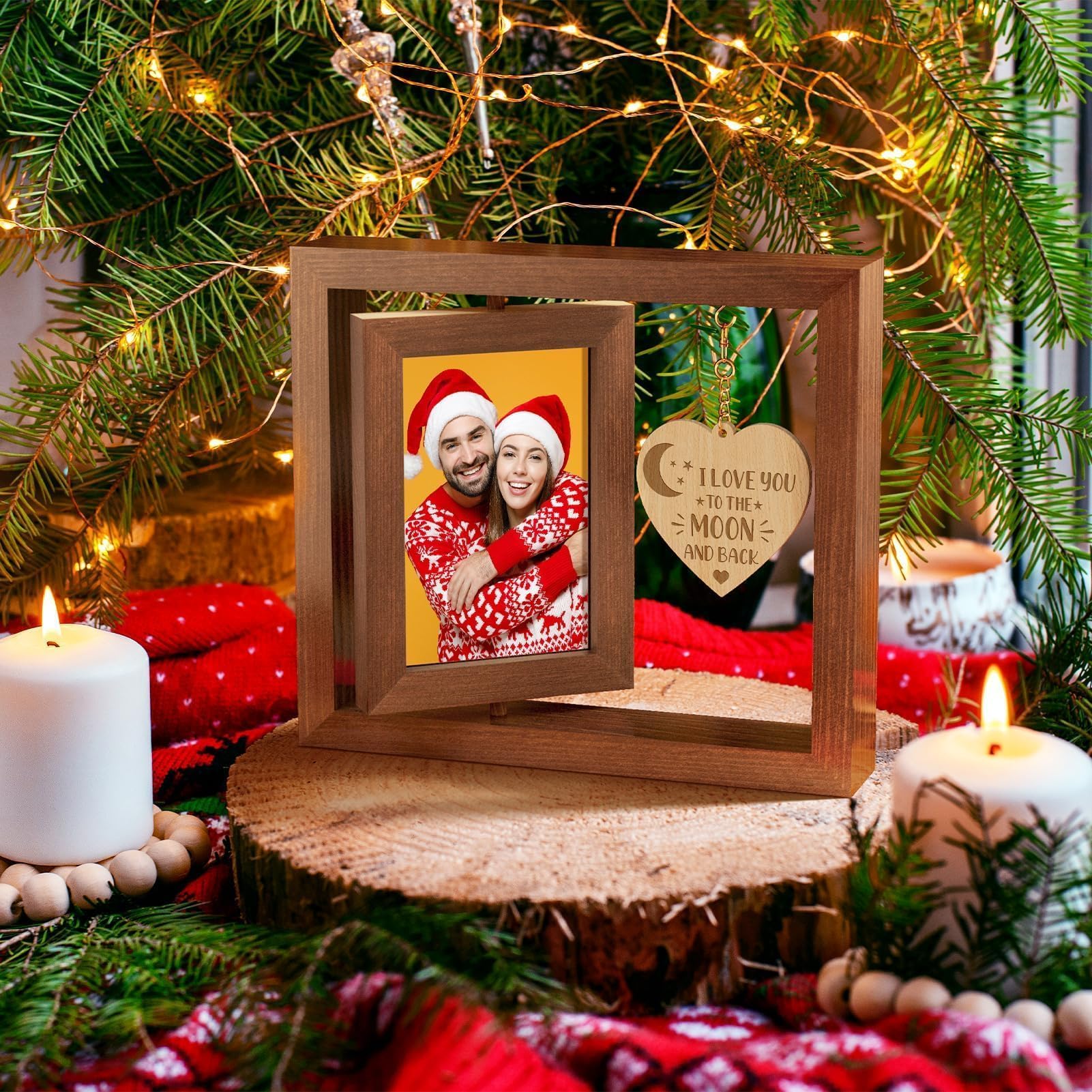 Tiblue Christmas Gifts for Him Her Couple Picture Frames Display 4x6 Photos, Romantic Valentines Day Gifts for Boyfriend Girlfriend Birthday Gift for Wife Husband, Valentine’s Day Decor Gift