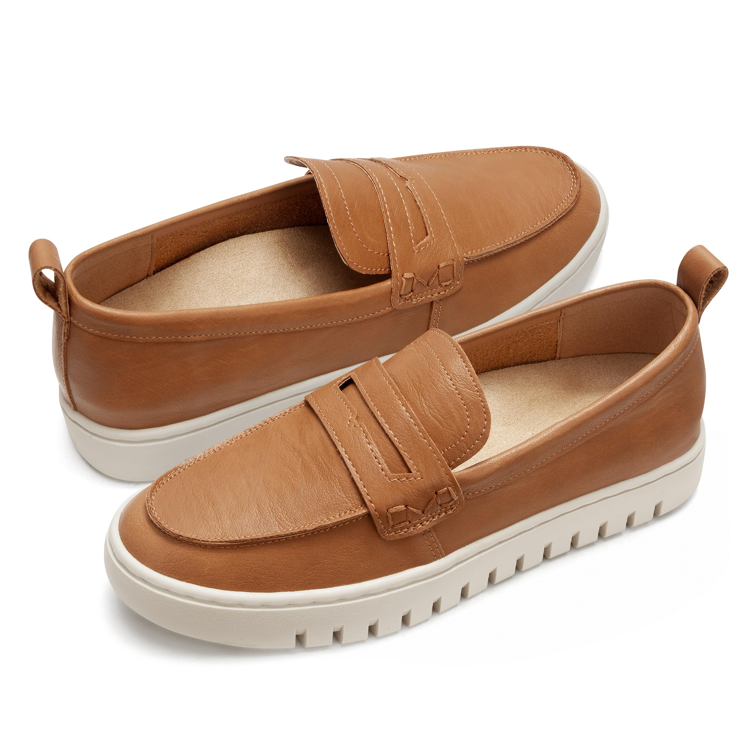 PARTY Loafers for Women, Comfortable Women's Loafers, Casual Dress and Work Slip-Ons, Camel, 7.5