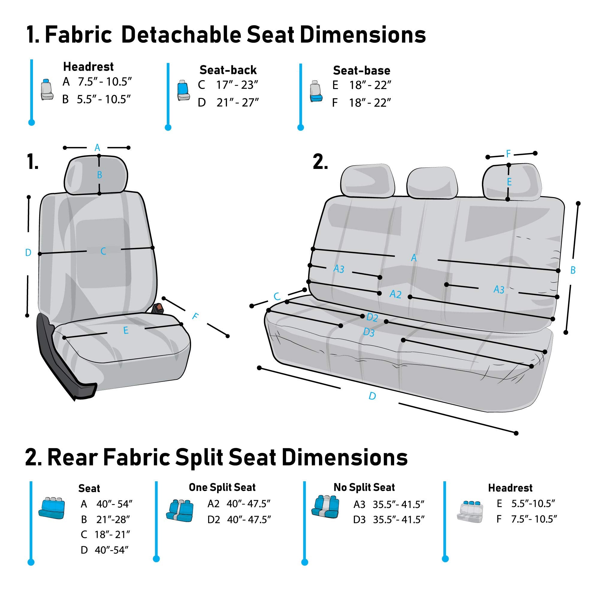 FH Group Full Set Light and Breezy Car Interior Covers-Front and Rear Split Bench Beige Seat Covers,Universal Fit for Cars, Trucks and SUVs