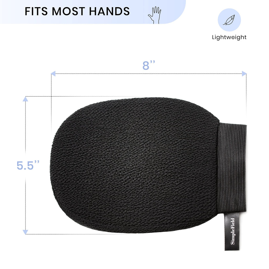 SimpleField Korean Exfoliating Mitt for Remove Dead Skin. 2 Pack 100% Viscose Kessa Deep Exfoliating Gloves for Body Scrub, Keratosis Pilaris and Self Tanning Removal. Easily Smooth Skin Surface.