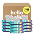 Hello Bello Premium Fragrance-Free Baby Wipes, with Chamomile & Aloe Extracts for Sensitive Skin - 12 Resealable Packs = 720 Total Wipes