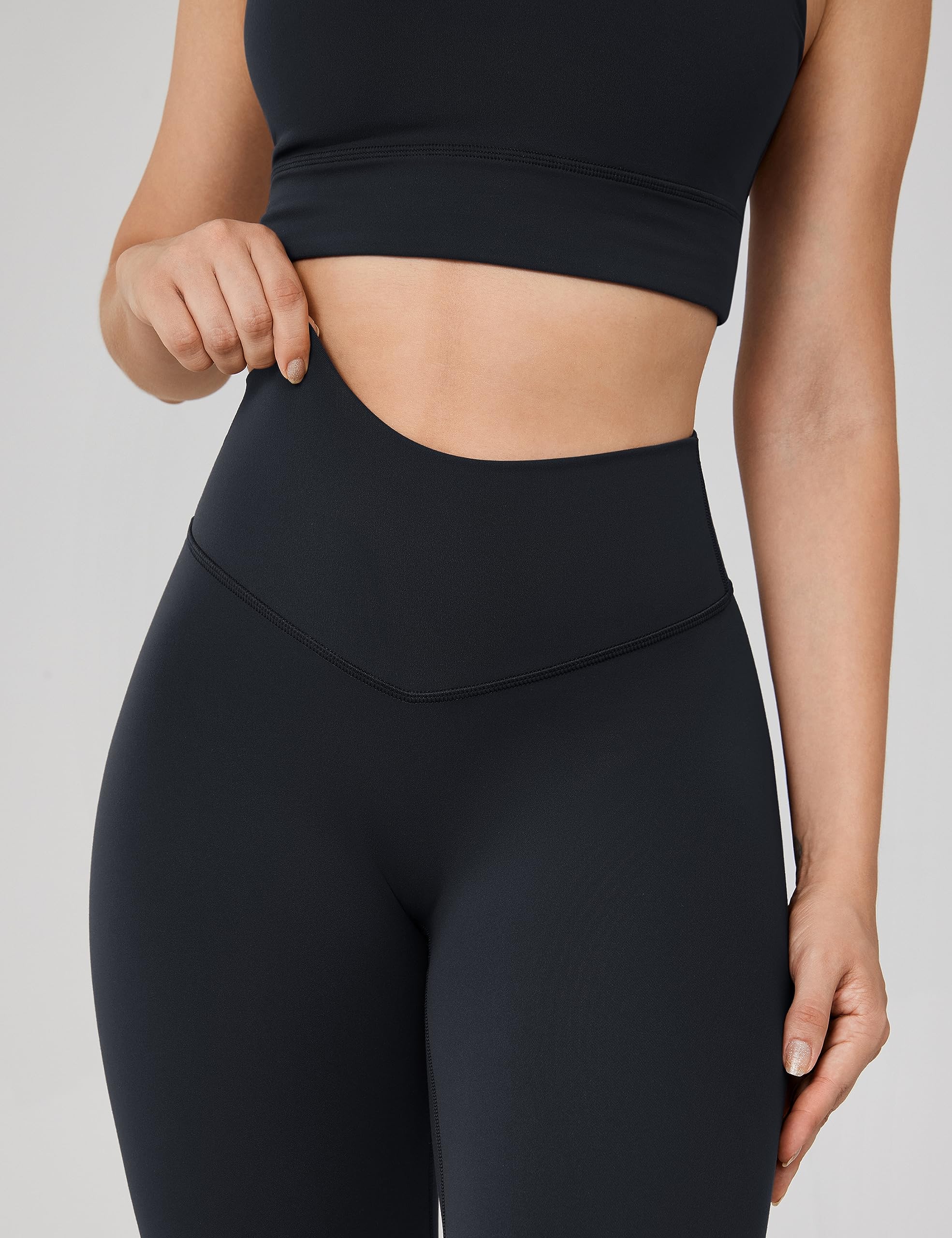 UNISSU Hugcurve No Front Seam High Waisted Workout Leggings for Women Buttery Soft Yoga Pants Gym Athletic Tights - 25'' Black Small