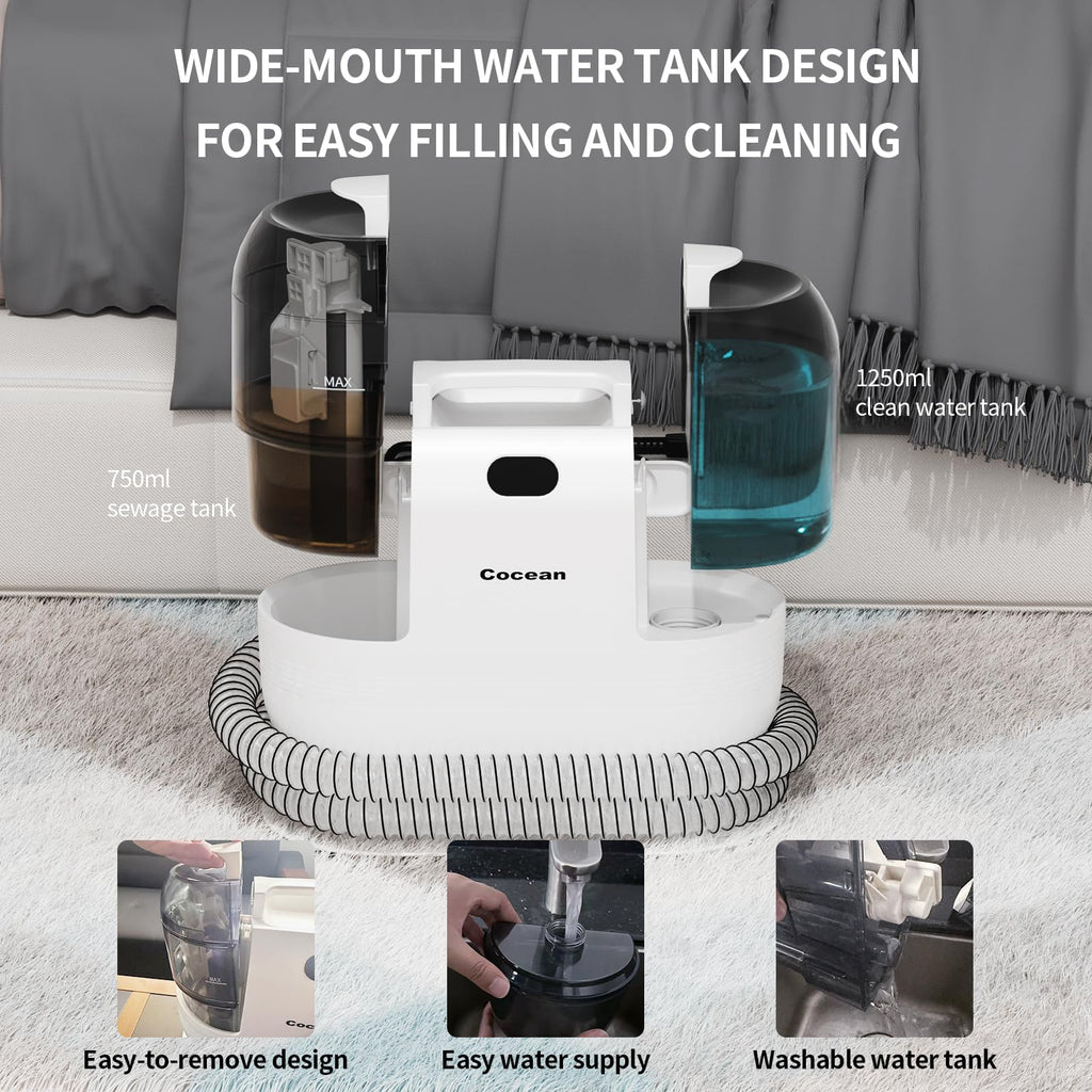 COCEAN Carpet Cleaner Machine With Carpet Shampooer, Upholstery cleaner, Carpet Shampooer Machine, 250ML Rug Shampooer, Spot Cleaner Machine, Couch, Pets, Furniture,Car detailing With 4 Cleaning Tools