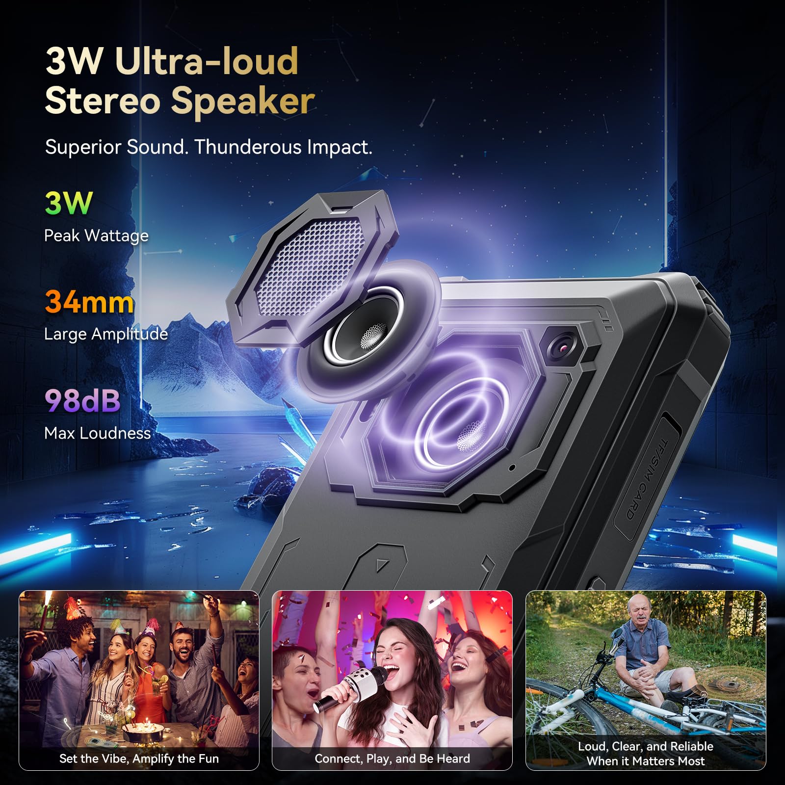Blackview BV6200Plus Rugged Phone Android 15, 98dB Super Speaker 11000mAh, 24GB+256GB/2TB Rugged Smartphone Unlocked, 6.56" HD+ 90Hz Waterproof Phone 2025 NFC/Fingerprint/GPS/T-moblie/IP69K/3 Slots