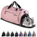 Fitgriff® Gym Bag for Men & Women with Shoe & Wet Compartment - Duffle Bag for Travel, Sports, Fitness & Workout (Pink, 19 x 10 x 10″ (S))