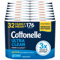 Cottonelle Ultra Clean Toilet Paper, 32 Family Mega Rolls=176 Regular Rolls