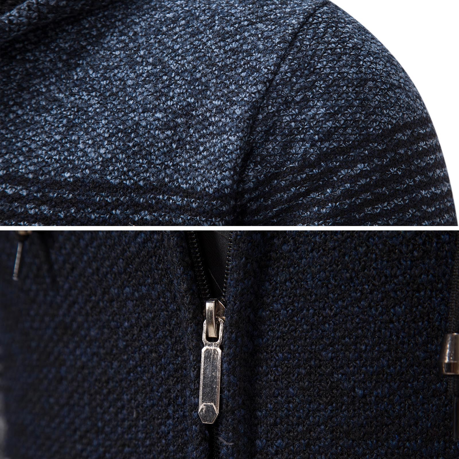 Mylldey Mens Hoodies Knit Sweater, Full Zip Fleece Lined Cardigan Sweaters Casual Regular Fit Knit Hooded Men Sweater Jacket(Blue, S)