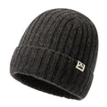 TOP-EX Men's Women's XL XXL Extra Large Big Head Oversize Dark Grey 100% Merino Wool Winter Beanie Fleece Lined Knit Cap Hat Cold Weather Warm