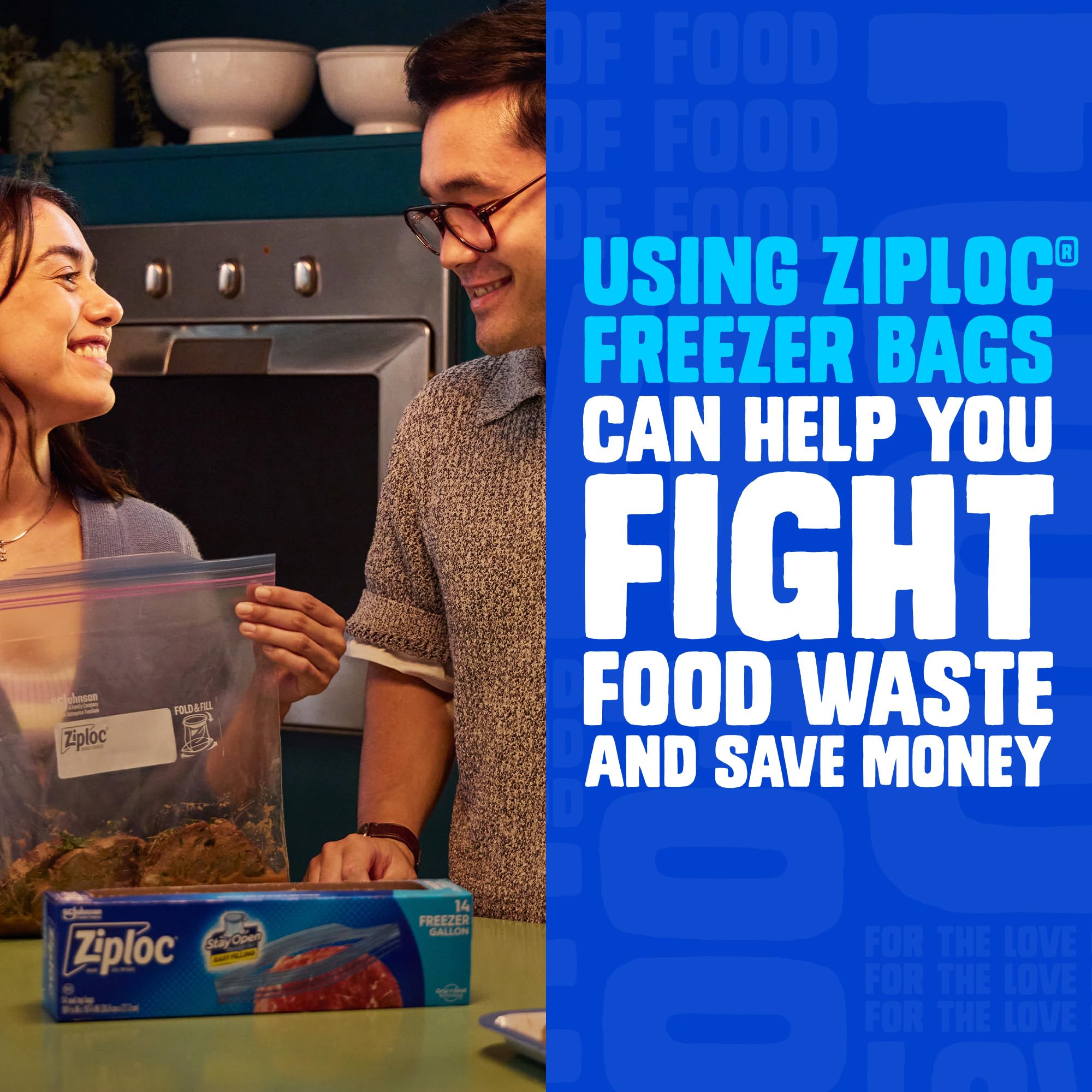 Ziploc Gallon Food Storage Freezer Bags, Stay Open Design, Easy to Fill, 66 count, 2 Pack, 132 Total (Packaging May Vary)