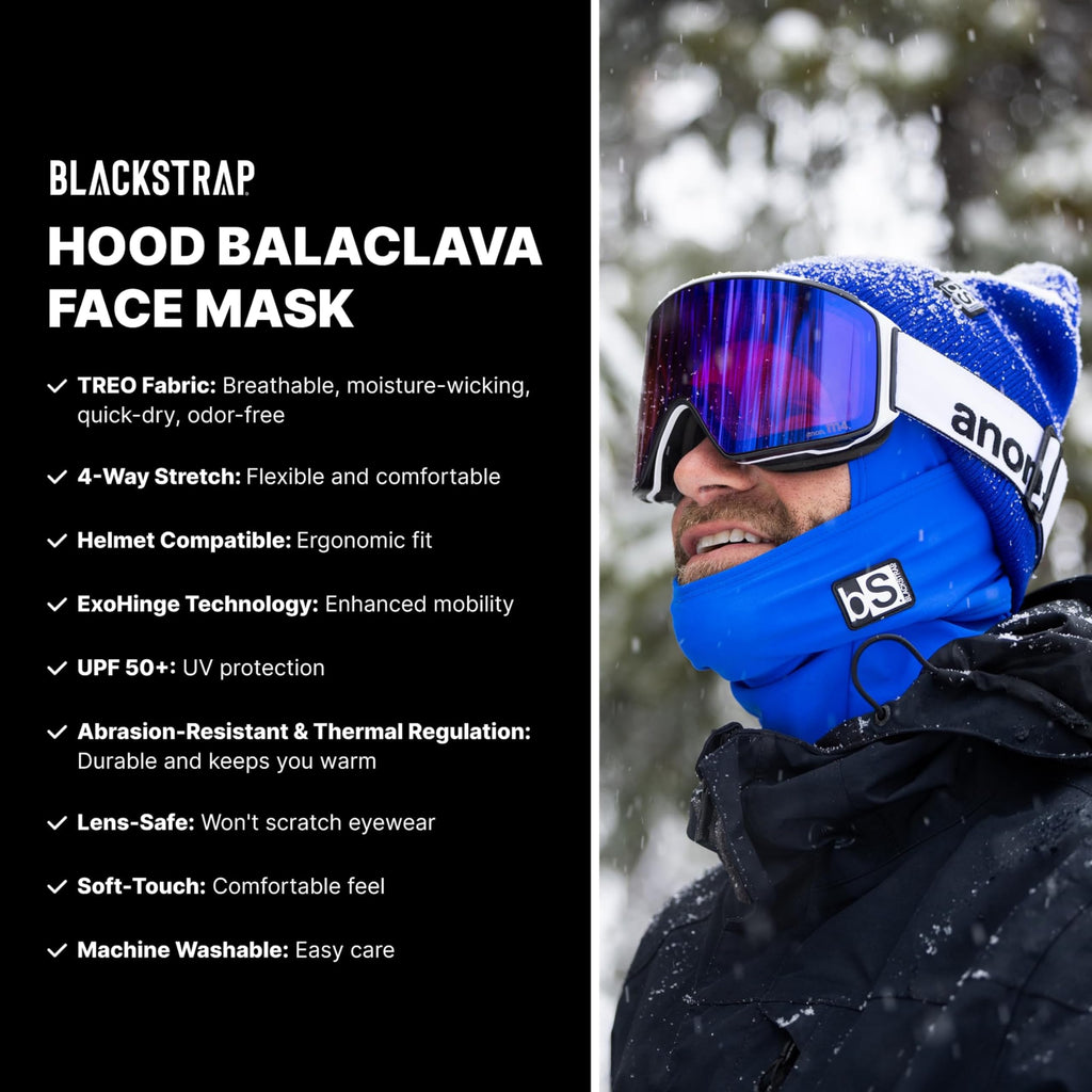 BLACKSTRAP Hood Balaclava Face Mask – Cold Weather Ski Mask for Men & Women, Headwear That's Breathable, Moisture-Wicking, and Helmet-Compatible (One Size, Black)