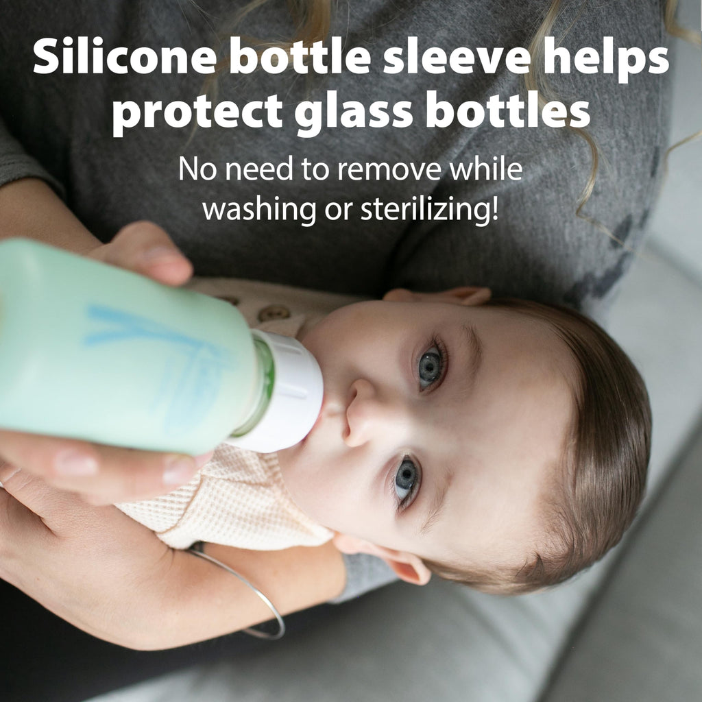 Dr. Brown's Anti-Colic Options+ Narrow Glass Baby Bottle with Level 1 Slow Flow Nipple, BPA-Free, 8 oz/250 mL, 4-Pack