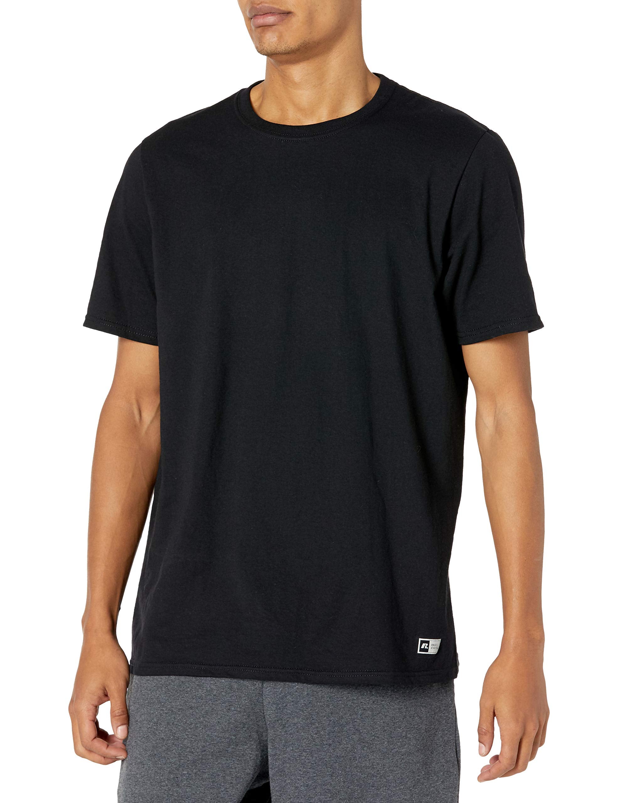 Russell Athletic Mens Cotton Performance Short Sleeve T-Shirt T Shirt, Black, Small-X-Large US
