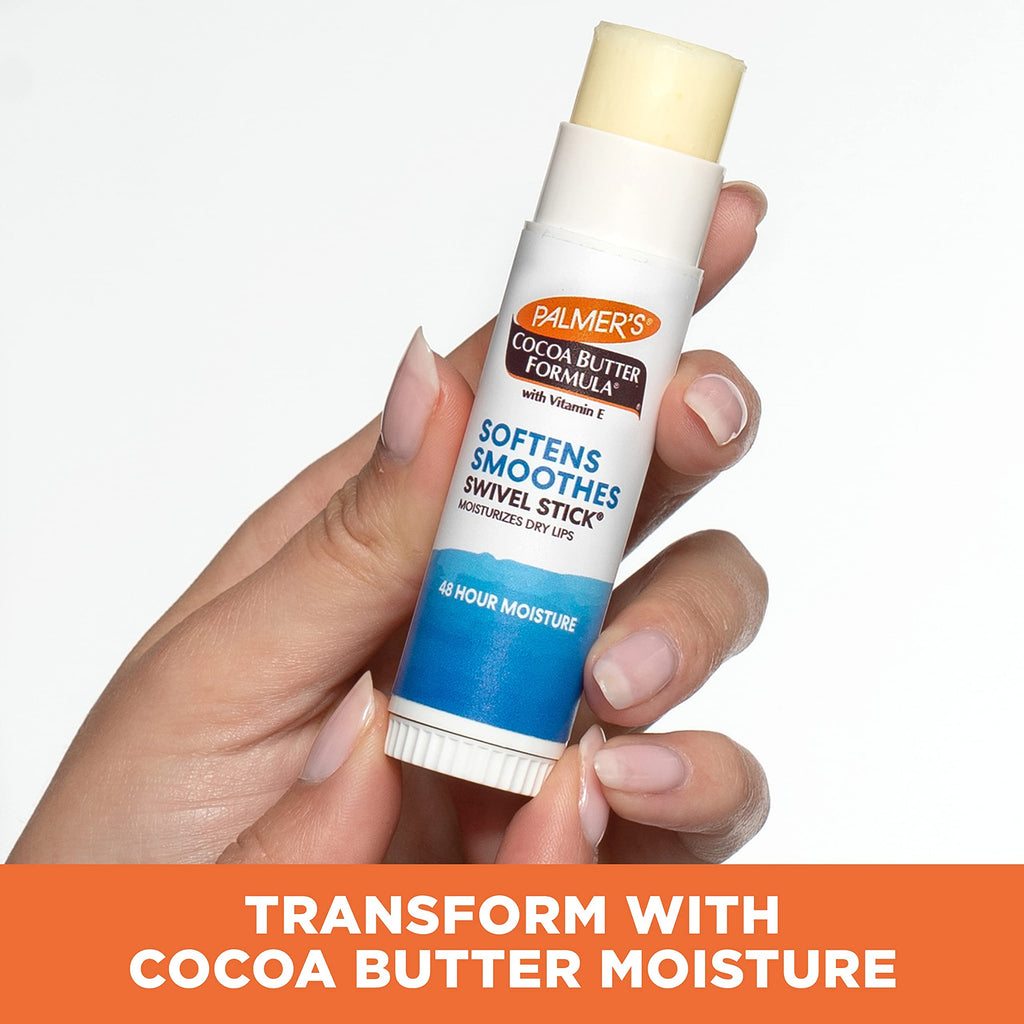 Palmer's Cocoa Butter Formula Moisturizing Swivel Stick with Vitamin E, Lip Balm for Valentine's Day, Face & Body Moisturizer Stick, Ideal for Treating Dry Skin Patches (Pack of 3)