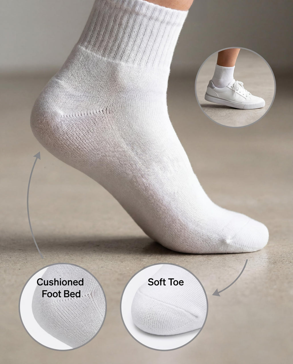 HUE Women's Mini Crew Sock 6 Pair Pack, Mini Crew Socks for Women, White