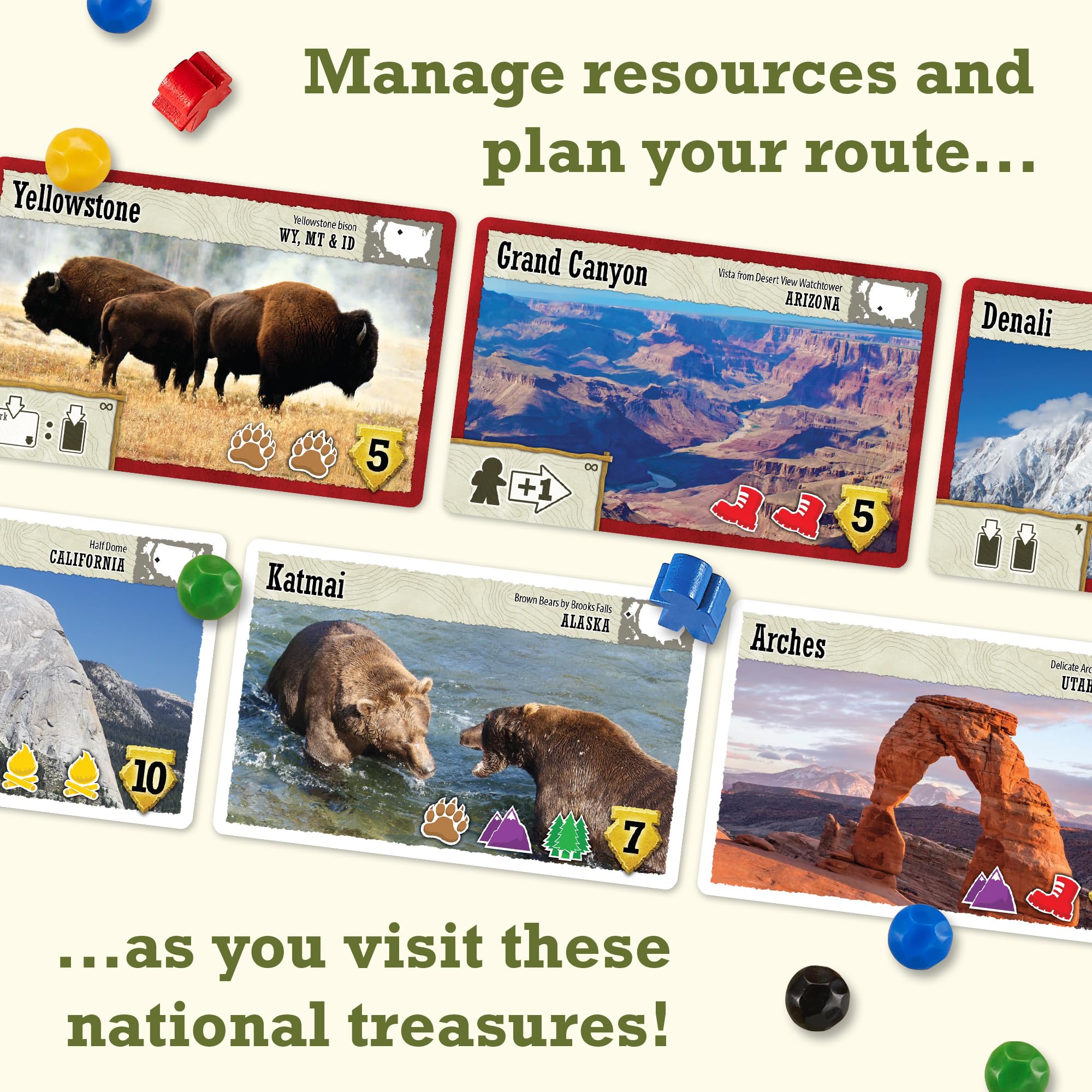 Underdog Games Trekking The National Parks - Award-Winning Family Board Game for Kids Ages 10+ - Easy to Learn, Fun Activities for 1-5 Players, Great for Family Bonding & for National Parks Lovers