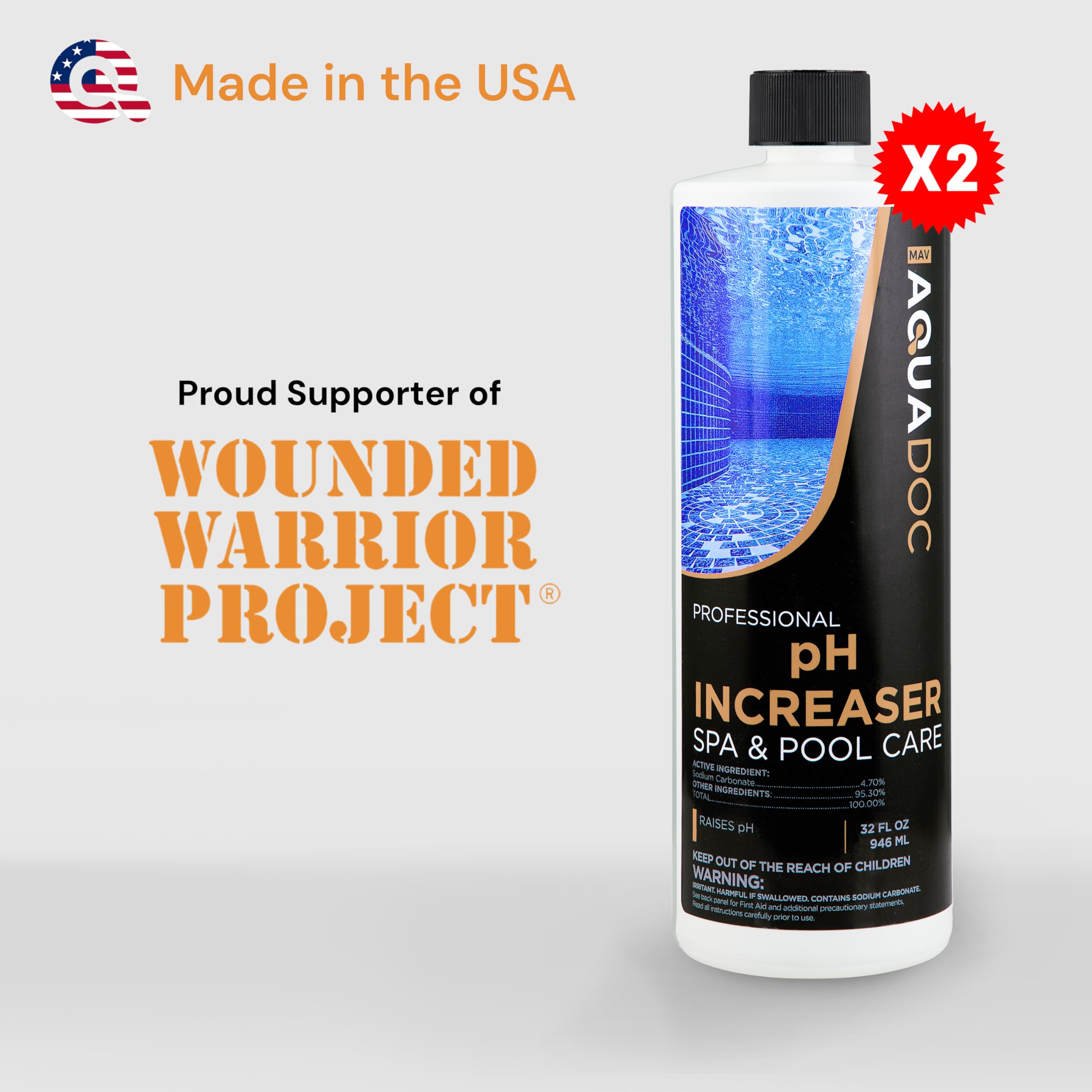 AquaDoc Spa pH Increaser - pH Up for Hot Tub Water Balance, 32 oz (2 Pack)
