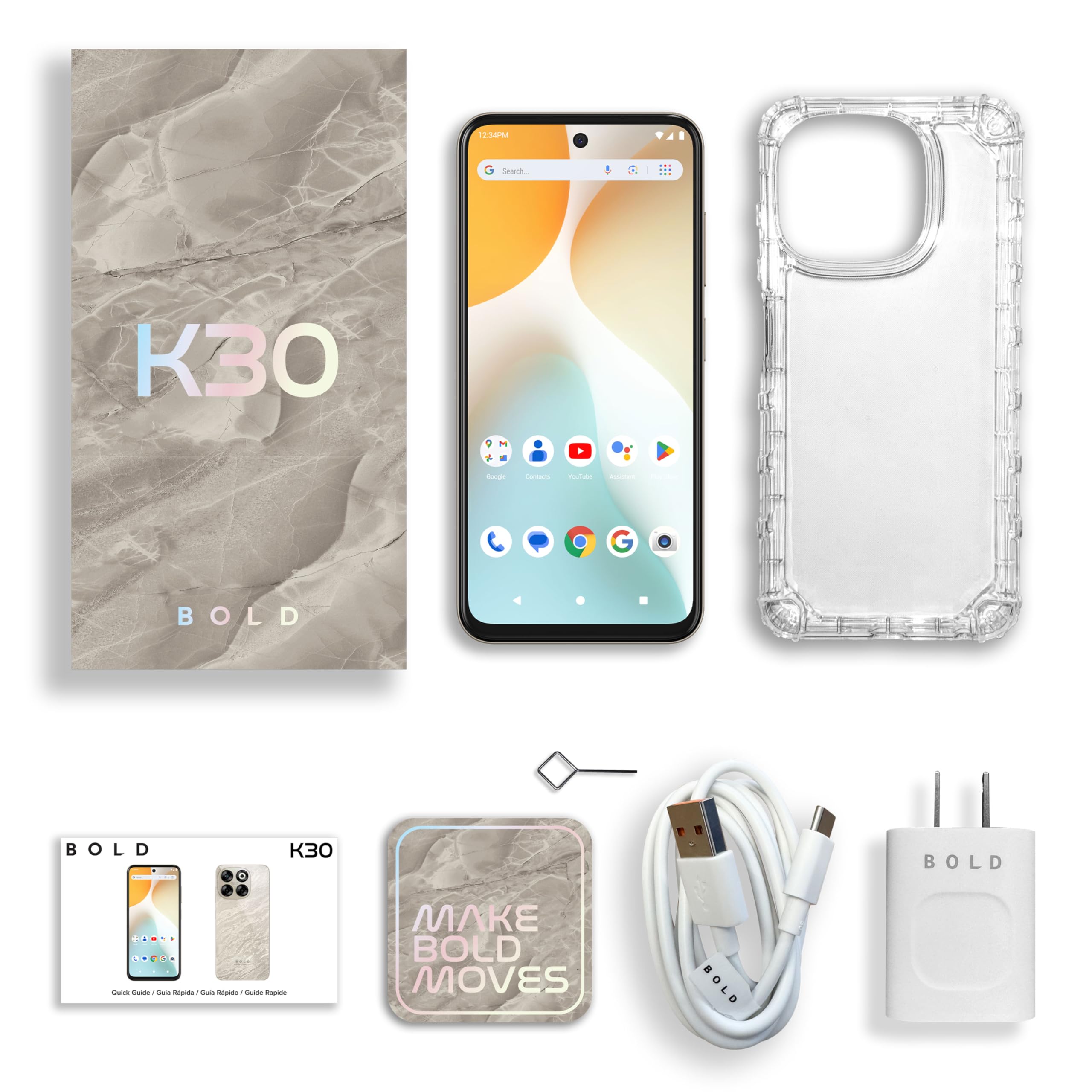 BLU Bold K30 | 2025 | All-Day Battery | Unlocked | 6.7” HD+ Infinity Dot Display | 256/6GB | Triple 108MP Camera | US Version | US Warranty | (Silver)