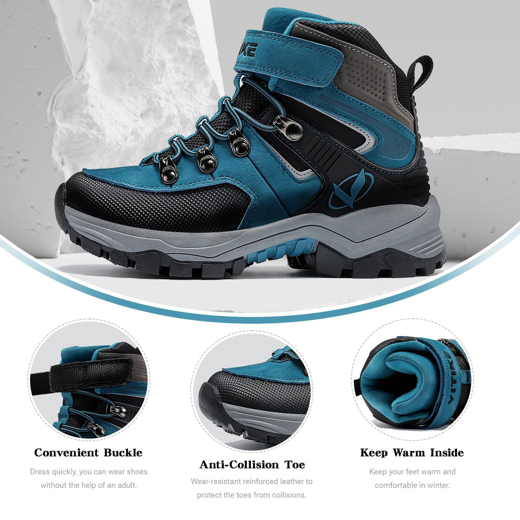 Littleplum Boys Snow Boots Winter Warm Booties Antiskid Hiking Outdoor Shoes Ankle Boots for Kids Yellow Size 8 Big Kid
