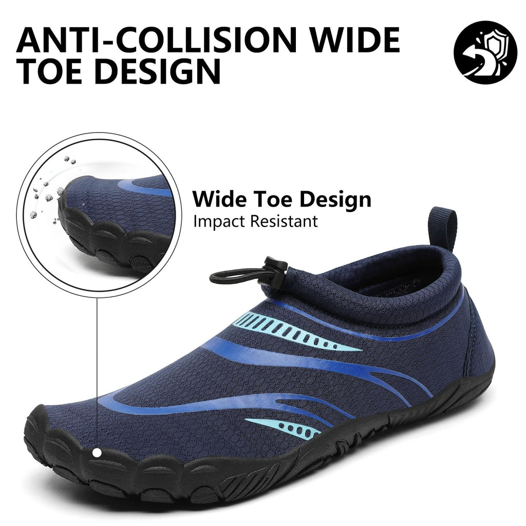 Mishansha Barefoot Shoes for Men Lightweight Water Shoes Men Quick Dry Swim Aqua Five Toe Beach Shoes Blue Black-E0153 13.5 Women/11.5 Men