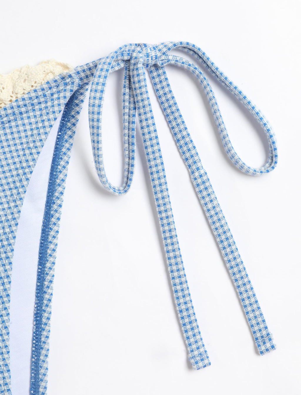 ZAFUL Women High Cut Bikini Sets String Sexy Swimsuit Two Piece Underwire Bathing Suit Brazilian Cheeky Cut Out Cute Swimwear Gingham Blue M