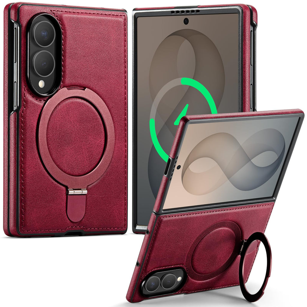 CHEEWADA for Galaxy Z Fold 8 Case with Stand Compatible with Magsafe, Red