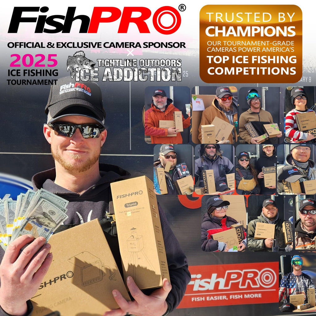 [FishPRO® 2026 Upgrade] NO.1 HD 1080P Underwater Fishing Camera 7'' IPS- w/10,000mAh (Ease To Use) Ice Fishing Camera Underwater, Fish Finder Camera for Ice Lake Boat Fishing w/USB-C, LED+IR, 25m/82ft