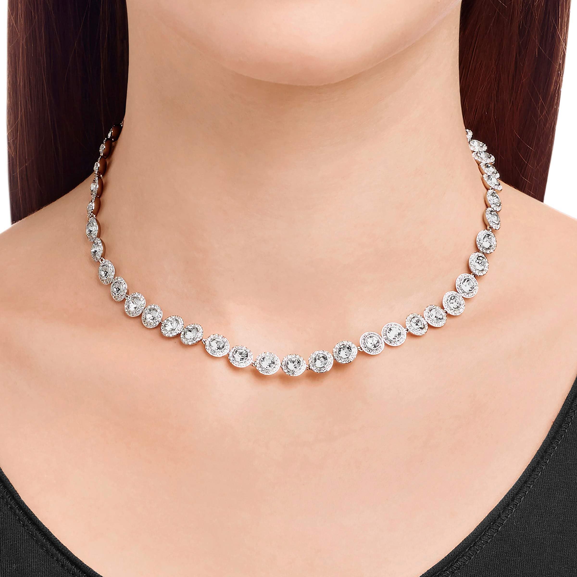 Swarovski Una Angelic Necklace with Clear Crystals on a Rhodium Plated Setting