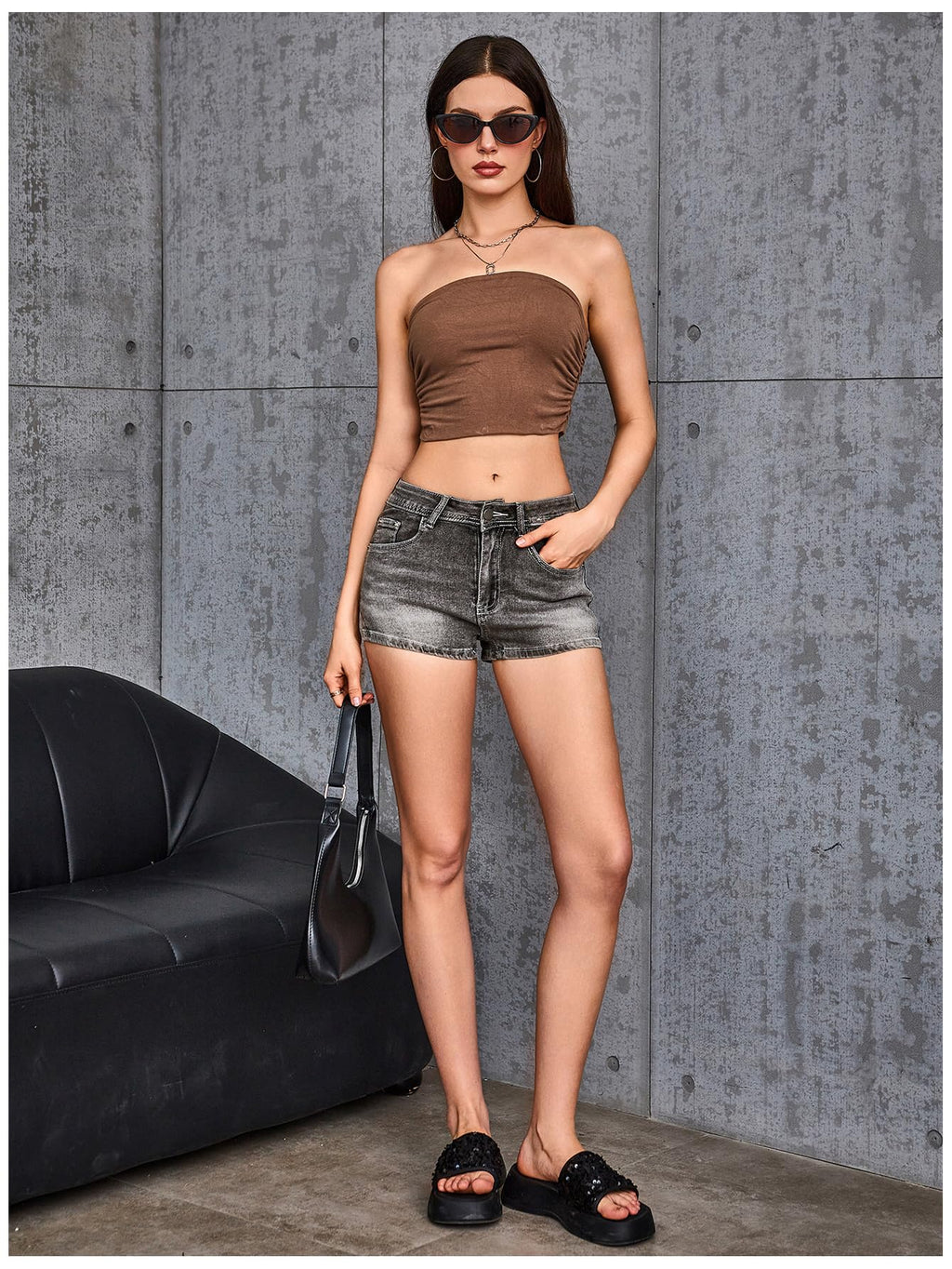 WDIRARA Women's Cross Embroidery Rhinestone Denim Shorts Y2k Grunge Punk Jean Shorts