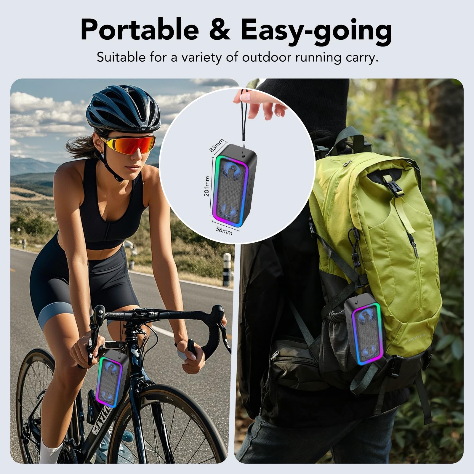 IKT Portable Bluetooth Speaker with Lights x Stocking Stuffers, 30W Loud Stereo Sound, Bluetooth5.4, Enhanced Bass,30H Playtime, TWS Pairing, IPX7 Waterproof, Speakersfor Home/Party/Outdoor