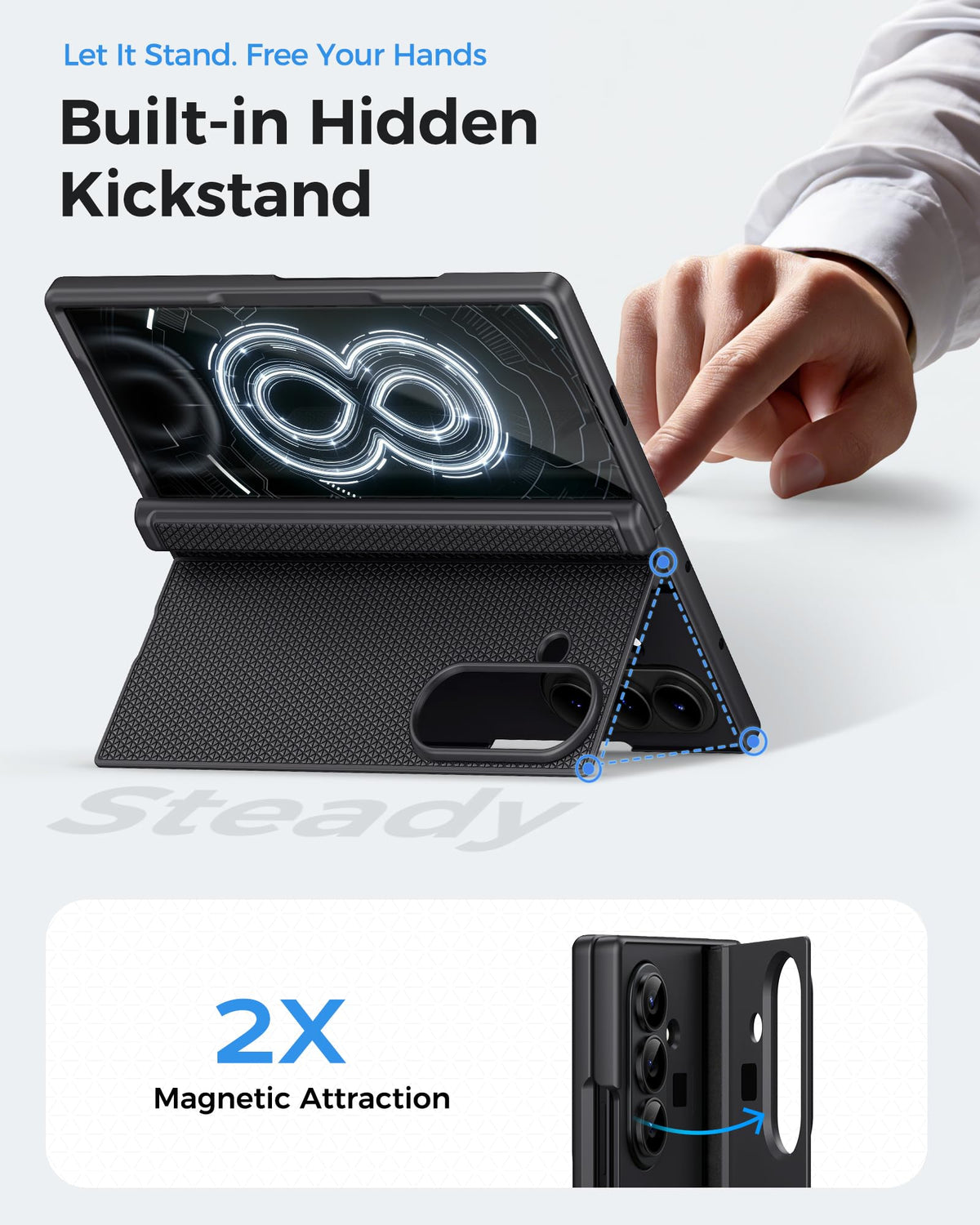 BXYJY for Samsung Galaxy Z Fold 8 Ultra Case with Stand, Black