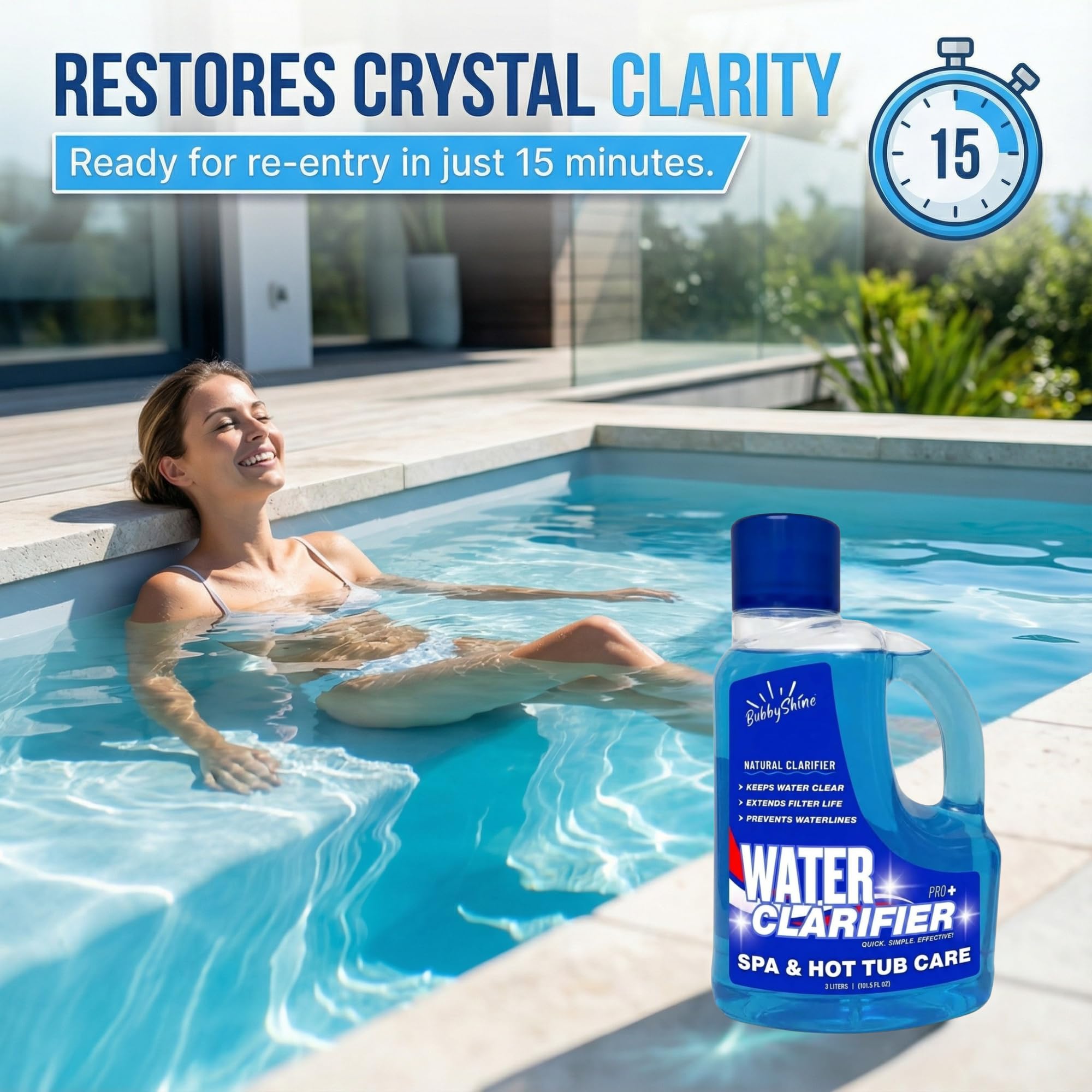BubbyShine Hot Tub Clarifier, Hot Tub Water Clarifier, Spa Clarifier, 3 L