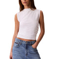Calvin Klein Women's Cotton Jersey Mock Neck Top Brilliant White