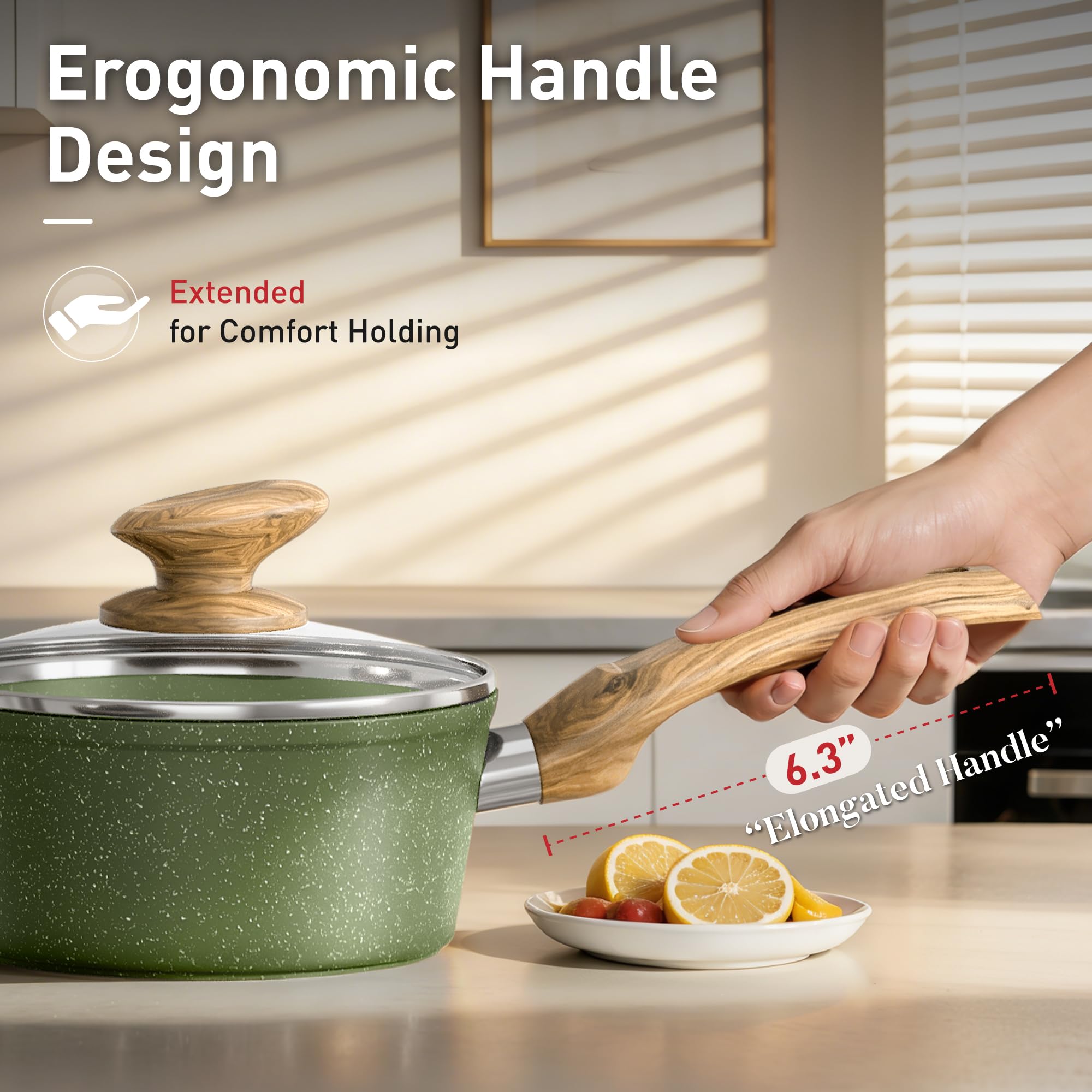DishDelight Induction Pots and Pans Set Non Stick, 12 Piece Nonstick Induction Granite Kitchen Cookware Sets, Induction Cookware Nonstick Granite Cooking Set, PFOA&PFOS Free, Green
