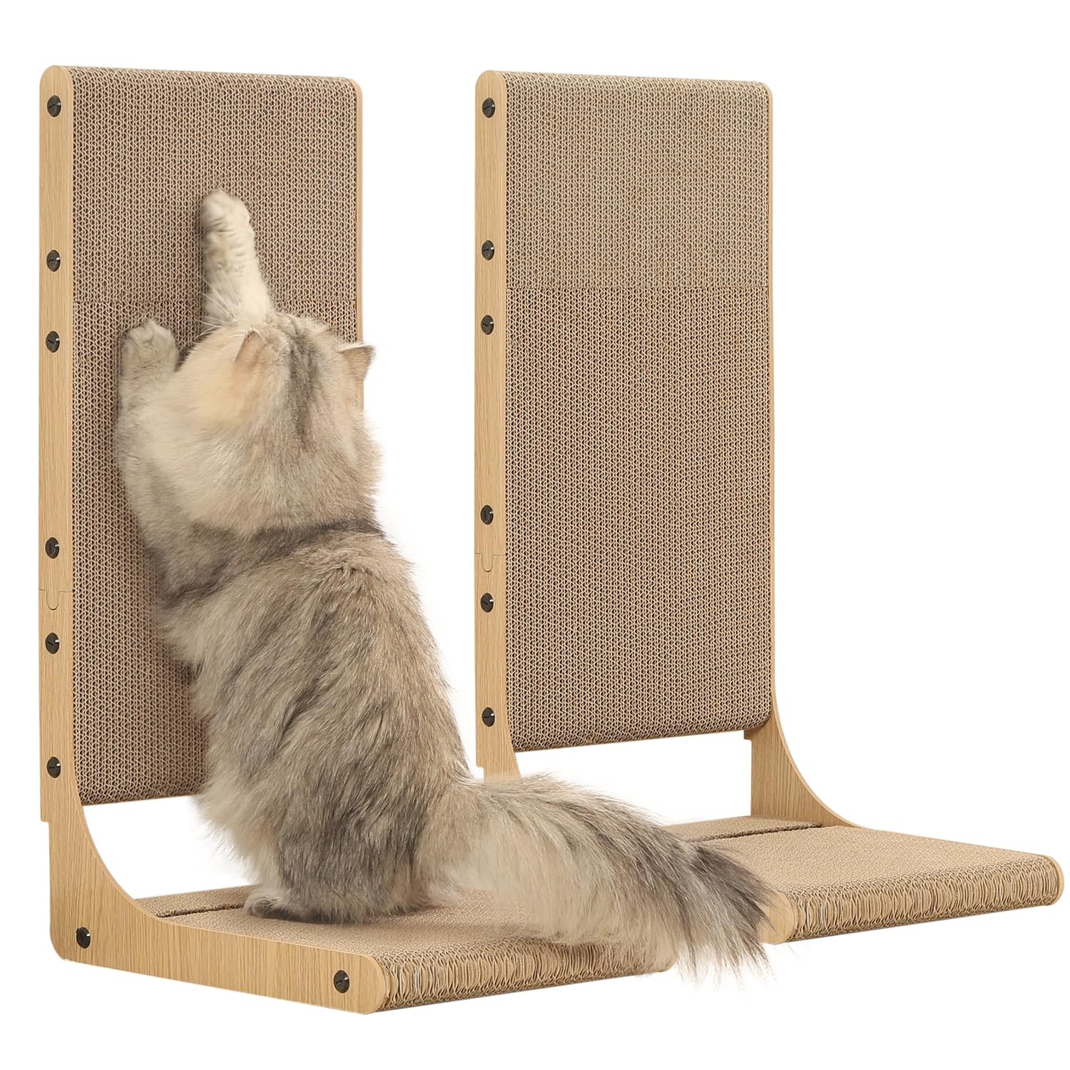 Zakkart 2-Pack Cat Scratching Board, 25.6'' Tall Cardboard L Shape Vertical Cat Scratchers for Indoor Cats, Cat Scratching Post for Wall and Couch, Large