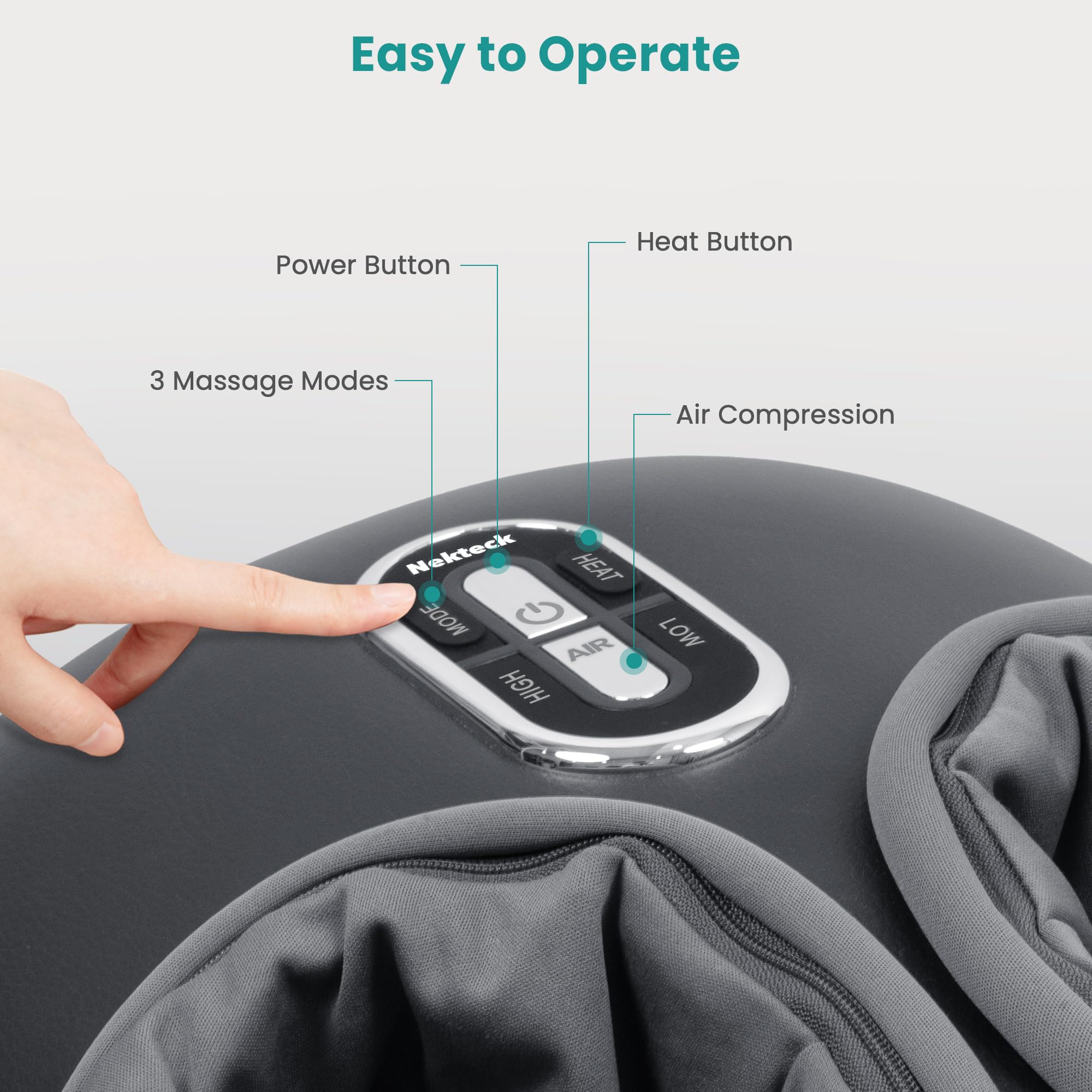 Nekteck Shiatsu Foot Massager with Heat [2026 Upgraded], 3 Modes Deep Kneading Therapy Air Compression, Feet Massage for Plantar Fasciitis, Relaxation Gifts for Men Women Mom Dad Birthday Father's Day