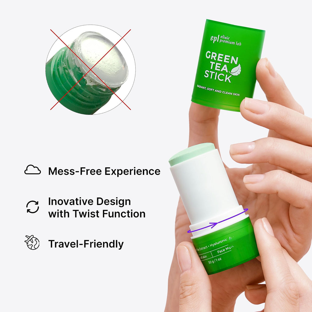 WONDER FAMILY Green Tea Mask Stick - Pore Cleaner Green Stick - Prevents Blackheads - Moisturizing Clay Deep Cleanse - Facial Masks Women Skin Care - 2 Pack
