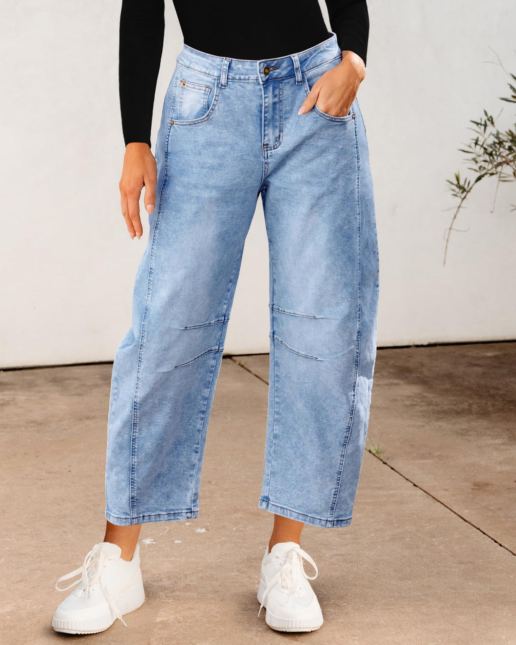 Utyful Tummy Control Barrel Jeans for Women - Wide Leg Trousers, Spring Outfits - Roadnight Blue, Small US 4-6