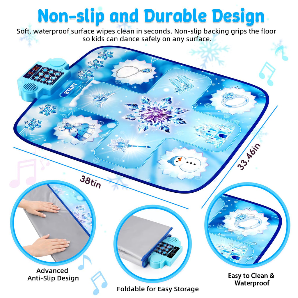 LZFYMXOK Dance Mat, Electronic Rhythm Step Play Mat with LED Lights, Light Up Dance Mat, 8 Challenge Levels, Adjustable Volume, Built-in Music, Frozen Toys Gift for Kids 3-12