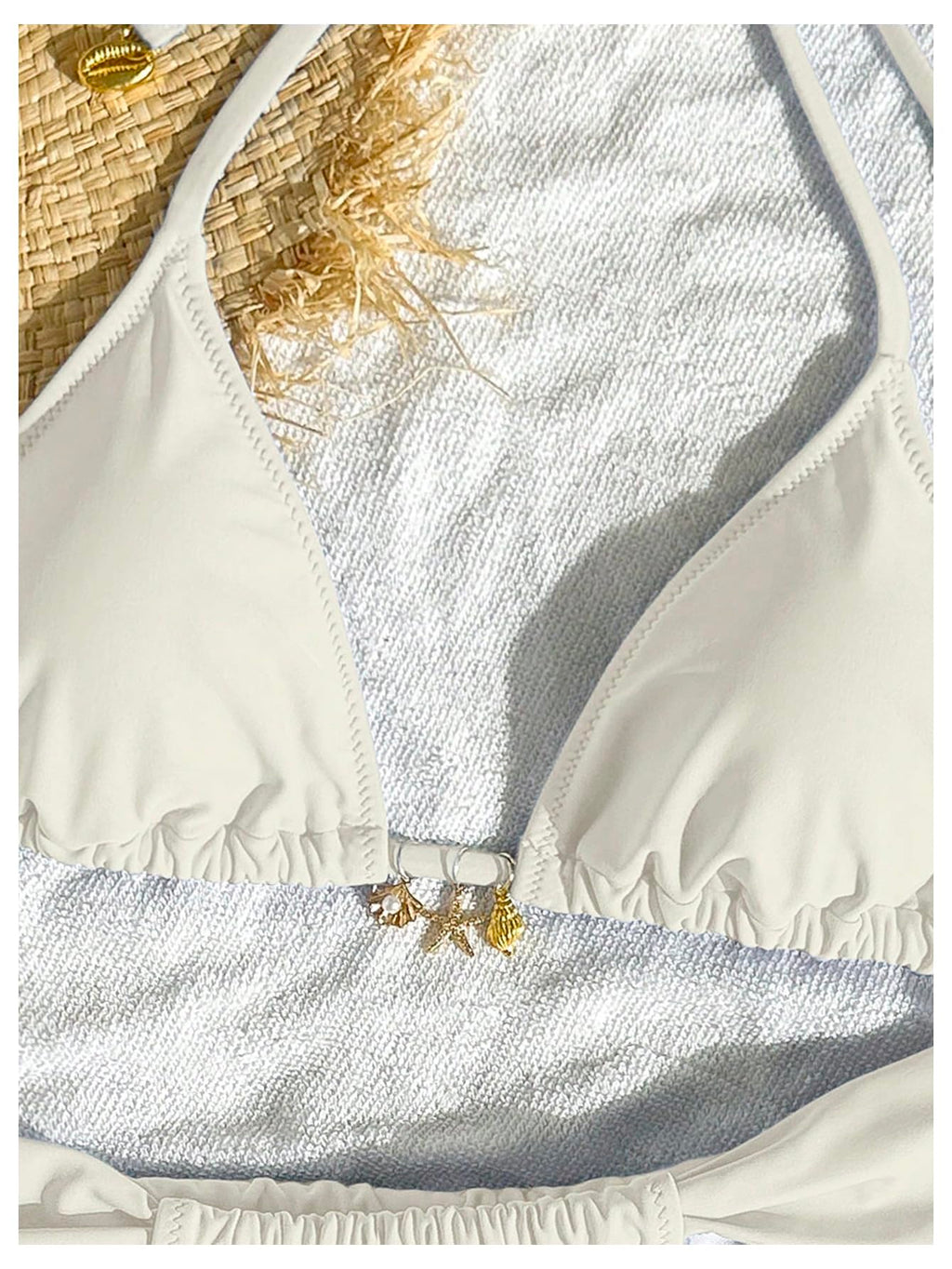SOLY HUX Women's Halter String Bikini Sets High Cut Cheeky Thong Sexy Two Piece Swimsuits Bathing Suit Pure Beige Small