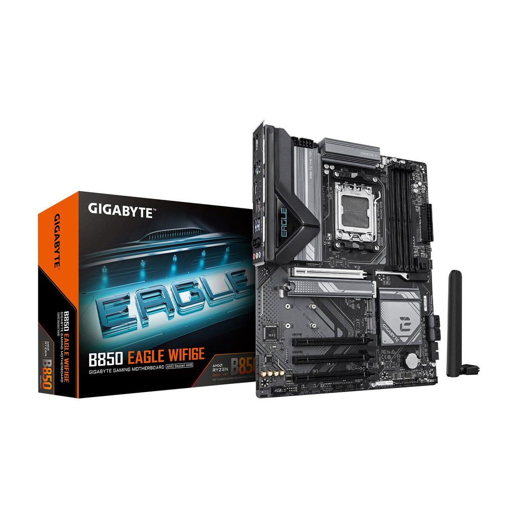 GIGABYTE B850 Eagle WIFI6E AMD AM5 ATX Motherboard, Support AMD Ryzen 9000/8000/7000 Series, DDR5, 8+2+2 Power Phase, 3X M.2, PCIe 5.0, USB-C, WIFI6E, GbE LAN, EZ-Latch, 5-Year Warranty