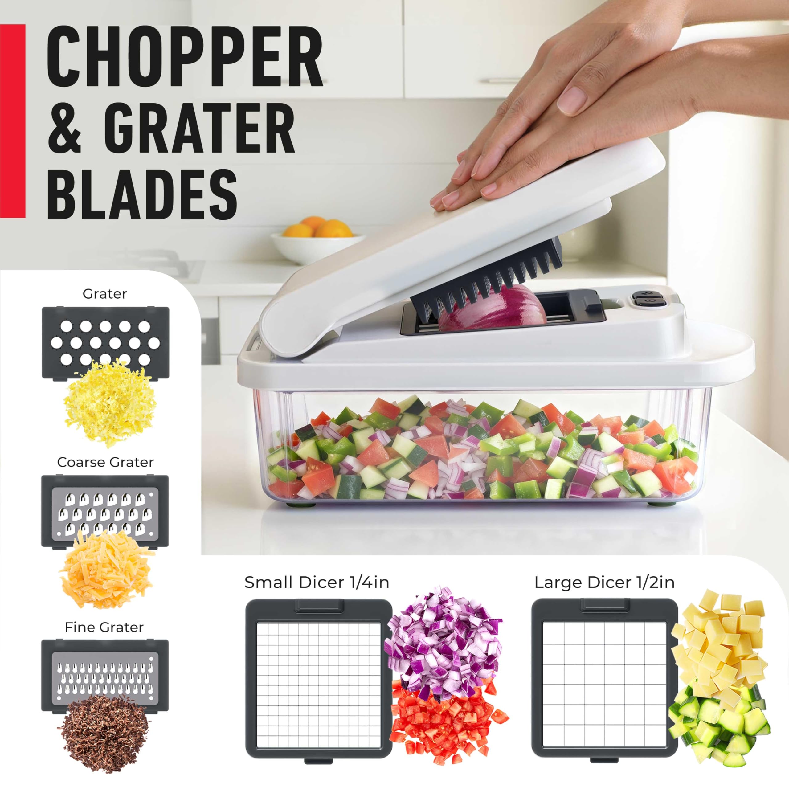 Mueller The Real Original Pro Chopper since 2013 Vegetable Chopper Mandoline Slicer, 8 Blade Food Veggie Chopper Onion Vegetable Cutter with Container, Kitchen Gadgets & Essentials, (10 in 1)