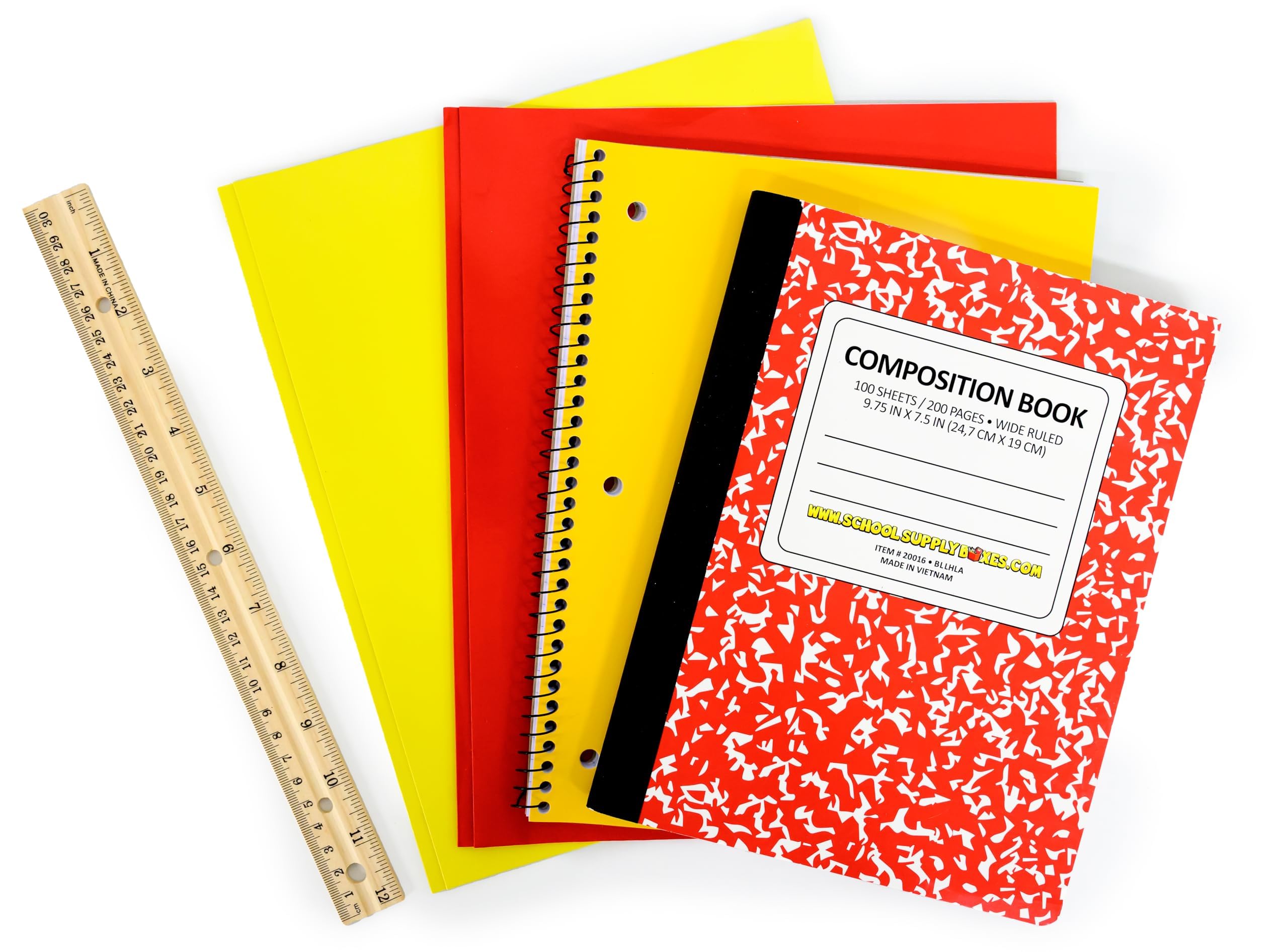 Back to School Supply Box Grades K-5 - School Supply Boxes - 32 Piece School Supplies Kit Includes Markers, Crayons, Pencils, Scissors, Folders, Glue Sticks, Notebook, and Composition Book