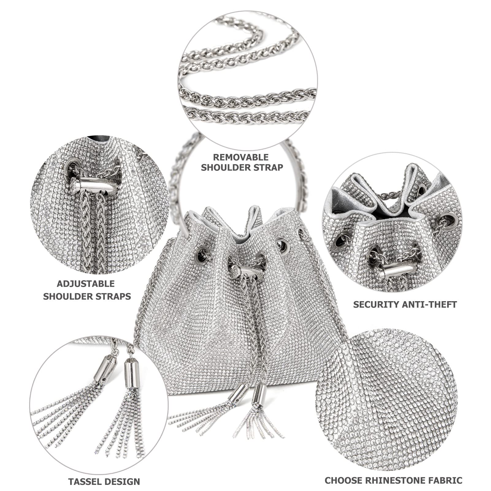 Sweetovo Bling Glitter Purses for Women Fashion Handbags Crossbody Bags Evening Luxury Bags for Party Prom