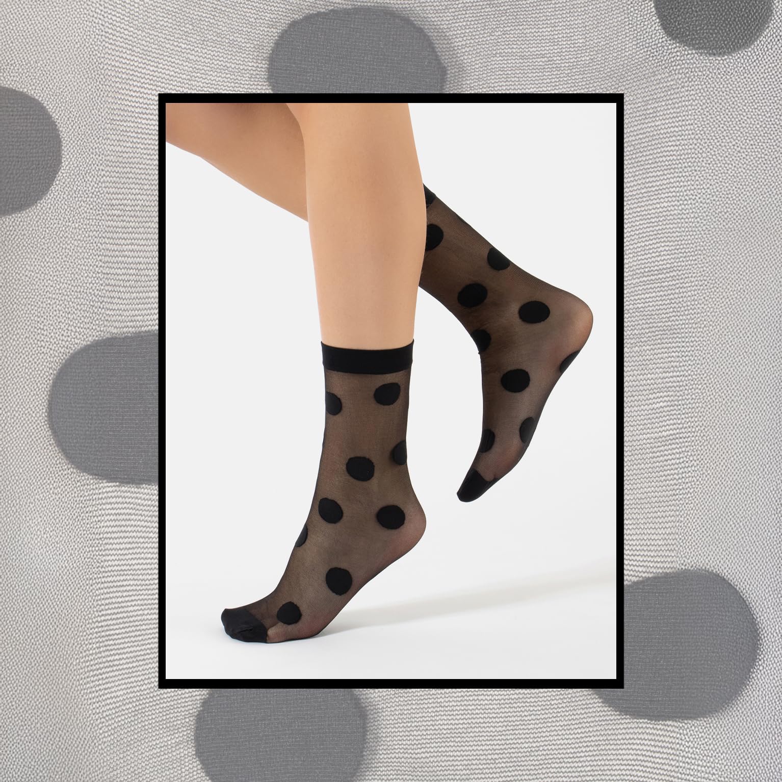 CALZITALY 3 Pairs Women Pop Socks, Sheer Everyday Ankle Socks in 3 Different Designs: Dots, Stripes and Geometric (One Size, Black)