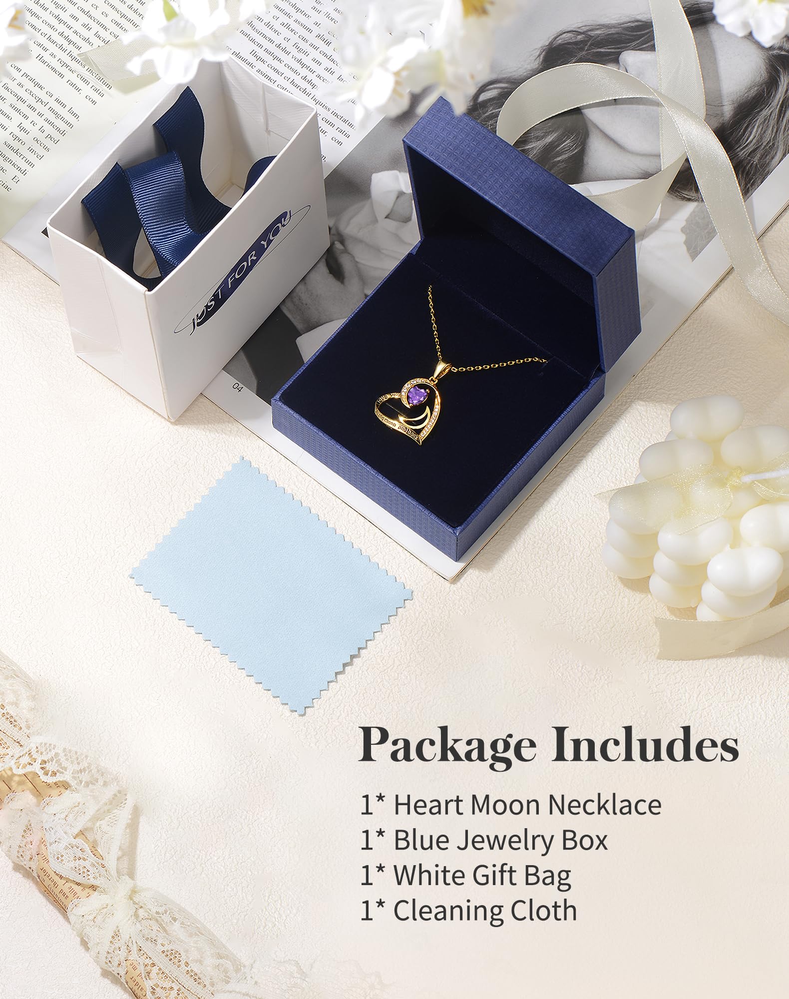 lobci Gold Necklace for Women Heart Necklaces for Wife Jewelry for Wife Gold Necklace for Girlfriend February Amethyst Jewelry(G-Feb-Amethyst)