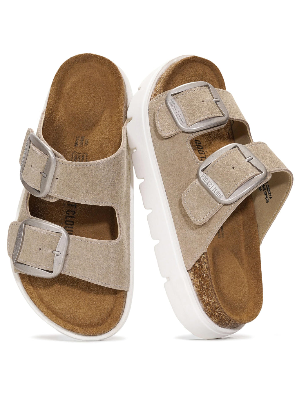Project Cloud 100% Genuine Leather Platform Sandals Women Footwear - Wedge Chunky Slides for Women 2026 with Memory Foam Insole & Cork Footbed Womens Sandals (GreeceChunky)