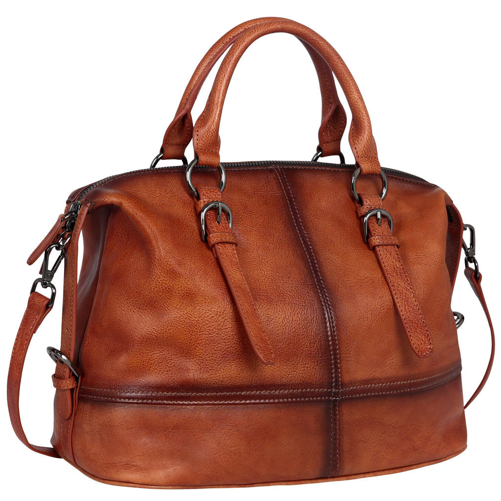 HESHE Leather Tote Bag Shoulder Purses for Women Satchel Handbags(Brown)