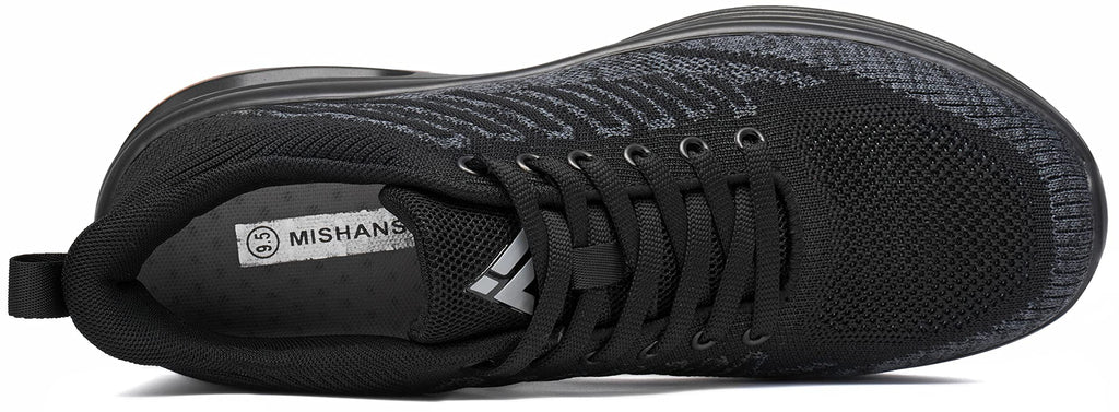 Mishansha Running Shoes for Men Sneakers Air Cushion Walking Shoes Comfortable Tennis Shoes Breathable Trail Running Shoes Black US 8