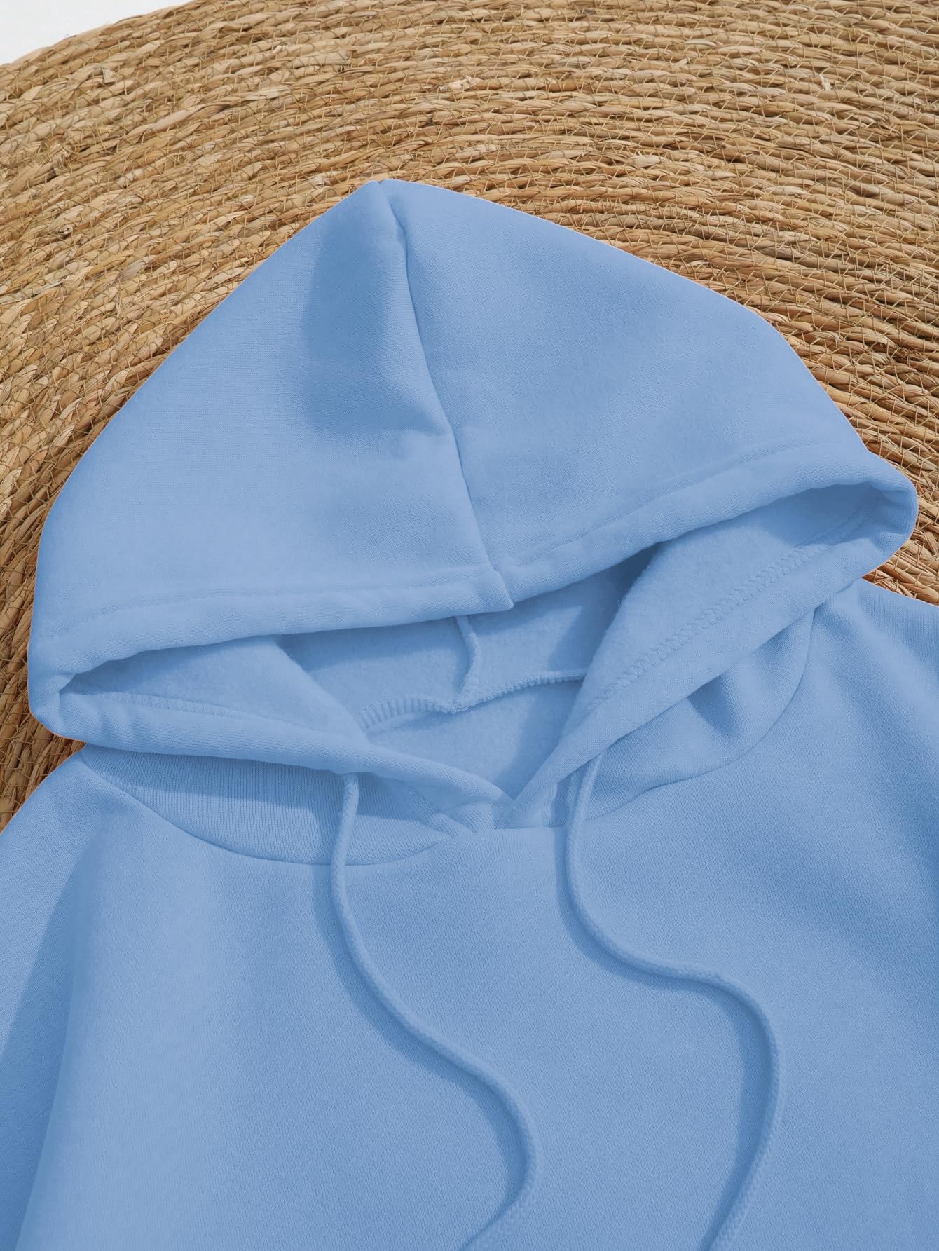 SOLY HUX Womens Sweatshirt Graphic Hoodies Letter Print Casual Long Sleeve Drawstring Pullover Tops with Pocket Light Blue Medium