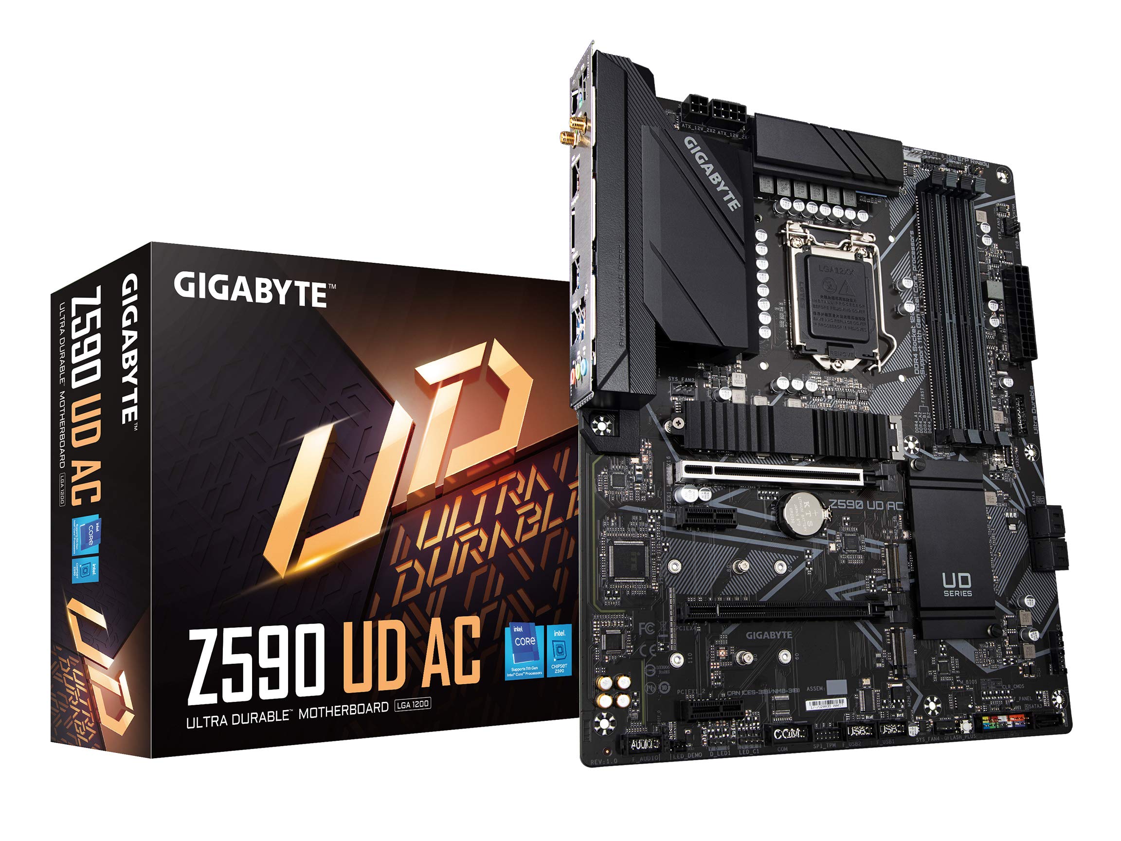 GIGABYTE Z590 UD AC (LGA 1200/ Intel Z590/ ATX/ Triple M.2/ PCIe 4.0/ USB 3.2 Gen 2/ Intel Wireless-AC/ 2.5GbE LAN/ Motherboard)